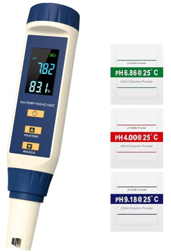 Professionelles 5 in 1 Wasserqualitätsmessgerät mit Hintergrundbeleuchtung