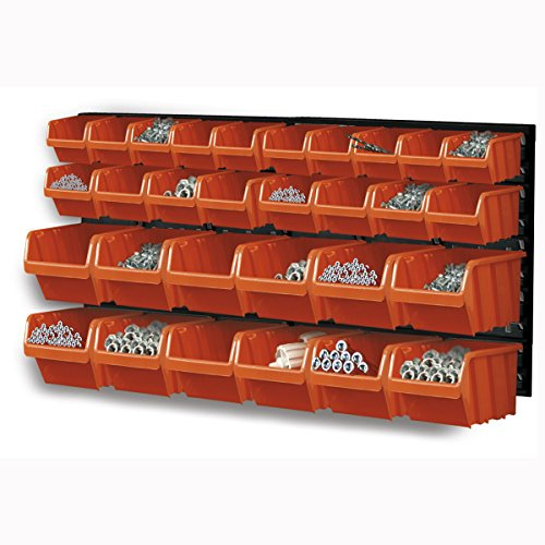 Wandregal mit 30 Sichtboxen mit 2 Wandplatten als Wandregal oder Stapelboxen lose stapeln