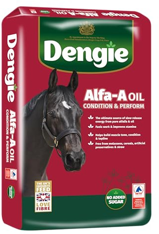 Dengie Alfa A Oil 20kg Horse Feed - Alfalfa & Oil Conditioning Horse Food - Promotes Gastric Health - Chaff Suitable for Horses Prone to EGUS - Low Starch