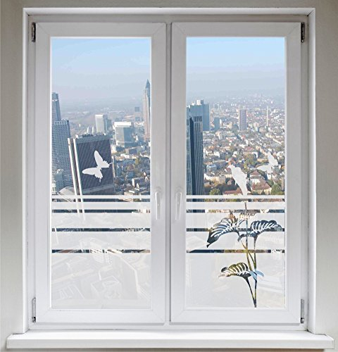 INDIGOS UG Sonnenschutz Glasdekor Schmetterlinge Dekorfolie Lilie Sichtschutz Fensterfolie Calla satiniert Blickdicht - 500-2000 mm - Dekoration Sonnenschutz Folie - Sichtschutzfolie - Glasdekorfolie
