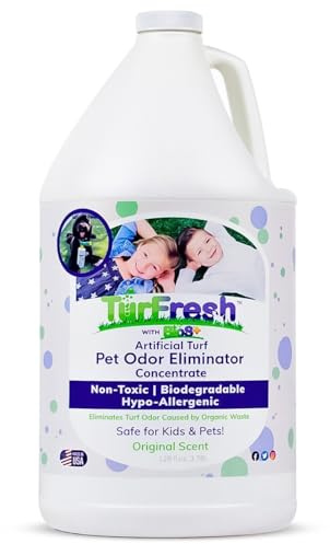 BioTurf BioS+ Artificial Turf Pet Odor Eliminator – Enzyme Concentrate for Dog Urine and Poop – Outdoor Deodorizer Safe for Kids, Pets and Plants – Non-Toxic Formula, 1 Gallon