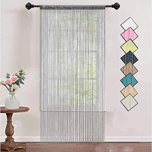 HSYLYM String Vorhänge Dichte Dekorative Verwendung Single Door Vorhang für Fenster,Grau,90 x 245 cm