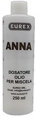 Eurex srl N. 2 Dosatori Olio per Miscela 250 ml Personalizzato con Il Tuo Nome: Anna. Completo di Tappo, Scala Graduata e percentuali 2-4% 2,5-5% 3-6% (2)