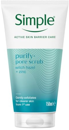 Simple Daily Pore Polish Face Scrub (150ml) - Clear Skin Facial Polish & Vegan Pore Minimiser, Thyme Zinc Face Wash and Gentle Blackhead Scrub