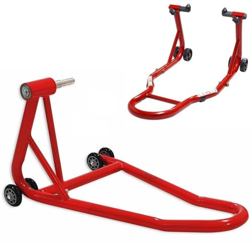 Cruizer - Cavalletti rossi moto per Ducati Streetfighter/S 1098 1198 Anteriore con attacchi a Cono + Posteriore Monobraccio con perno da 40,5 mm