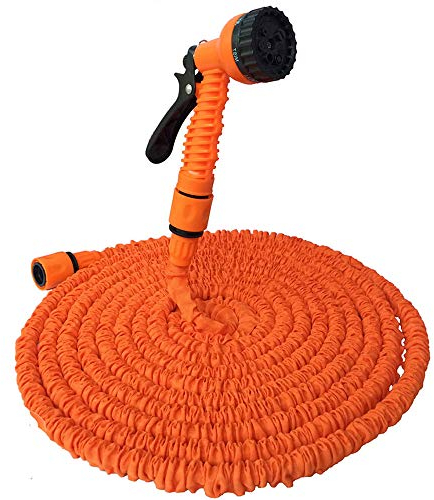 KUANDARMX Sehr gut Flexibler Gartenschlauch Ausgedehnt, Ausdrehbar Wasserschlauch mit Brause für Autowäsche, Haus und Garten zur Gartenbewässerung Rasenbewässerung Anwesend, Orange, 75ft/22.5m