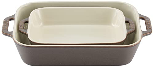 STAUB Ceramique Auflaufform-Set, Ofenform, rechteckig, Antik-Grau, Keramik, 2-tlg (20 x 16 cm & 27 x 20 cm)