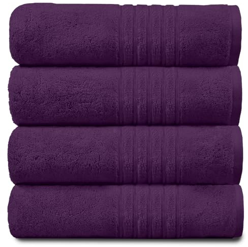 GC GAVENO CAVAILIA New Hampton Hand Towels, Ultra Soft Extra Absorbent Pack of 4 Luxury Towel Set, 100% Ringspun Cotton, Purple, 4PK