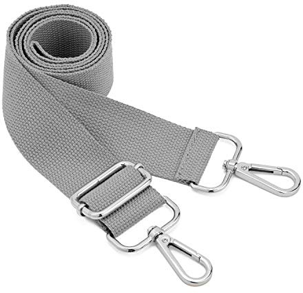 Breda remmar för axelväska, justerbar ersättningsrem, väskrem med ringhakar i silver, remmar i mjuk kanvas för portmonnä, kurirväska, utbytbar lång rem för crossbody-handväska (grå)