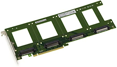 KALEA-INFORMATIQUE PCIe x16 PCIe 3.0-Karte für 4 SSDs PCIe NVMe U.2 U2 68-pin SFF-8639. Direkte Montage auf der Karte ohne Kabel.