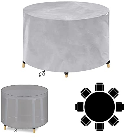 WXQOZLY Housse Salon de Jardin,110x90cm Ronde Housse de Protection pour Mobilier de Jardin,420D Oxford Housse de Bâche Meuble,Imperméable,Coupe-Vent, Anti-UV-Argent