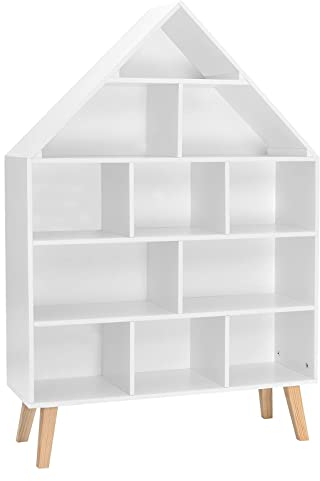 WOLTU Libreria Montessoriana per Bambini, Scaffale Multistrato per Libri e Giocattoli, Mobile Portalibri Portaoggetti Organizzatore in Legno, Bianco