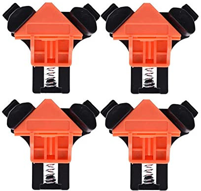 4 Pcs Angle Corner Spring Clamps, 90 Degree Right Angle Clamps for Woodworking Single Handle Spring Loaded Swing Clip Fixer