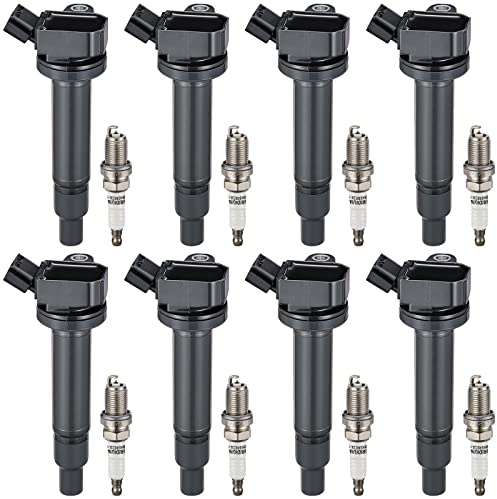 BDFHYK Ignition Coil Pack and Spark Plug Set of 8 Compatible with Lexus GS430 GX470 LS430 LX470 SC430 4Runner Land Cruiser Sequoia Tundra 4.3L 4.7L V8 Replacement for UF493 4504,Set of 4