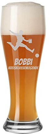 LUXENTU Weizenglas mit Gravur, Stümer mit Bierkrug, 0,5 l, 1 Stück | Personalisiertes Kristall- & Hefeweizenglas für Bierfans, offizielle Eichung, Spülmaschinenfest