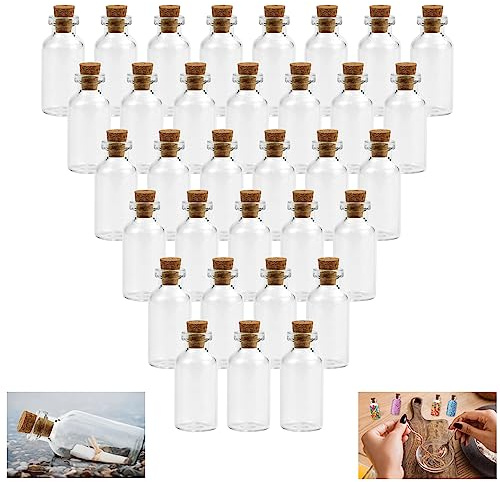 Kleemeiero 33pcs Kleine Glasflasche mit Korken Mini Flaschen Glas Wunschflaschen 5ml Luftdichte Flaschen Kleine Korkflaschen Reagenzglas für DIY Basteldekoration Party Hochzeitsgeschenke Gewürzgläser