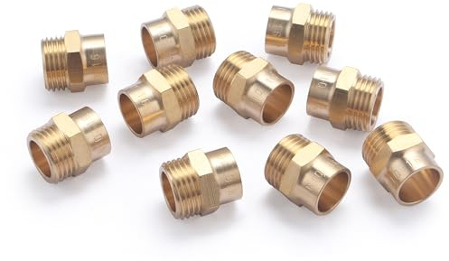 Racor de latón para soldar Ø16 - rosca macho 1/2 | Pack de 10 unidades | Conexión resistente y duradera | Ideal para instalaciones de fontanería y calefacción | Fácil instalación | QUICK PLOMBERIE