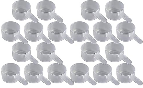43 mL Plastic Measuring Packaging Scoop (= 43 cc/ = 8.7 teaspoon/ =2.9 Tablespoon /= 1.45 fl oz), Short Handle - to Measure and Dispense Spices, Granules, Powders, for Seeds Packing (20)