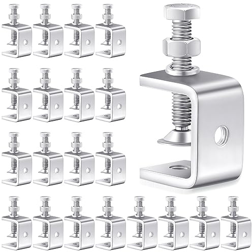 Lounsweer 40 Pcs Stainless Steel C Clamps Heavy Duty 1 3/16 Inch Mini Clamp with Stable Wide Jaw Opening Small Screw Clamps for Metal Working Mounting Woodworking