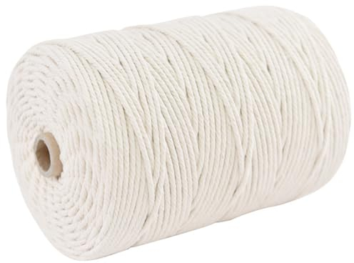 50m Corda macrame 3mm,Filo macrame,Filato macramè,Cordoncino in cotone macramè,Corda macramè,Filato di Cotone Macramè,Macramè corda,per lavori a maglia,DIY Artigianato,Decorativi(Beige)