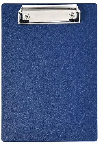 Lavagna per appunti A5 in plastica con morsetto in metallo gommato, blu scuro in truciolato per appunti resistente supporto per carta da scrivere memo portadocumenti, piccoli appunti standard formato