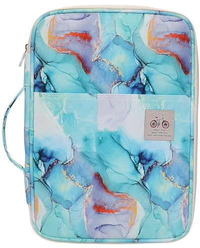 JAKAGO Carpeta impermeable A4, soporte para documentos de negocios, organizador de viaje, funda multifuncional con cremallera para vacaciones, viajes, trabajo, uso diario (verde mármol)