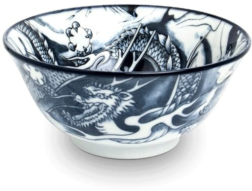Ciotola giapponese - Drago nero - Ciotola di matcha - Udon bowl - Ciotole per snack - Insalatiera - Ciotola di tagliatelle - Ciotola di zuppa - Ciotola per la colazione - Ciotola di frutta - Poke bowl