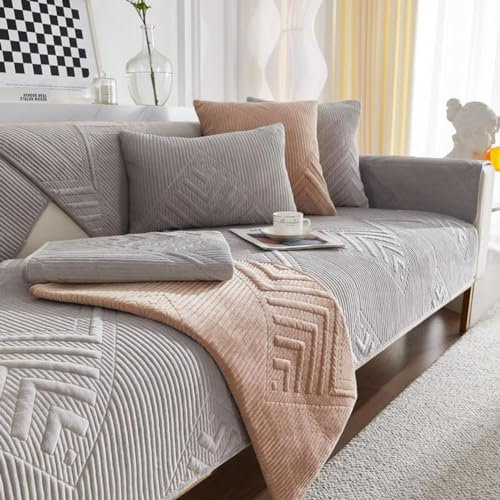 SANTUO Sofabezug Antirutsch,Sofa überzug Sofaschoner rutschfest,Sofa Cushion Sofaschutz L Form Ecksofa,Couch Bezug Schmutzabweisend Sofaschutz Hund Kratzschutz Katze, Gray5-90x180cm