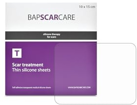 BAPSCARCARE T - Thin silicone patch - Relief scar complaints - Unlimited freedom of movement - Reusable - Highly flexible and self-adhesive - 10 x 15 cm