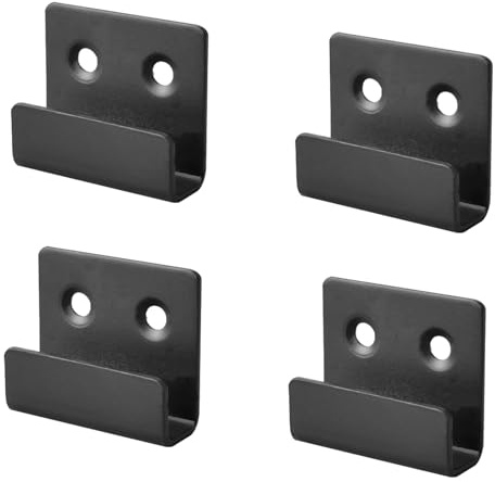 Leliafleury 4 Stück Keramikfliesen-Display-Halterung, Edelstahl-Wandhaken, flache J-Haken, schwarze Bilderaufhänger für Zuhause, Küche, Badezimmer (Innenbreite 10 mm)