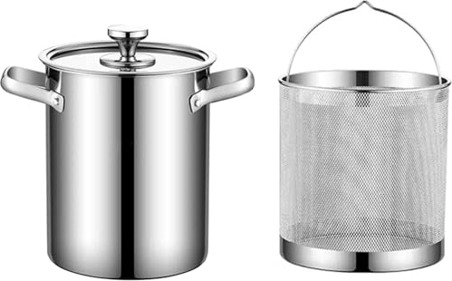 UNbit Pots à pâtes Marmite à asperges en acier inoxydable 304, cuiseur à pâtes aux asperges aux légumes 4L, marmite à vapeur, poêle à frire à l'huile avec panier amovible et couvercle en verre visible