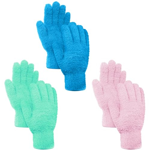 GAOHAN 3 Pair Dusting Mitt Gloves Microfiber,Reusable Household Cleaning Gloves,Washable Dusting Cleaning Gloves Microfiber Gloves for House Cleaning(Pink,Blue,Cyan)