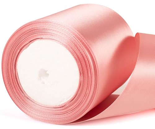 22 m x 10 cm breites, dickes, rosafarbenes Band für Hochzeiten und Autos, 10 cm breites, flamingoranes Satinband zum Verpacken von Geschenken für Hochzeiten, Autos, Weihnachten und Geburtstage