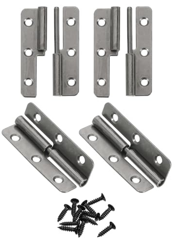 sourcing map 4Pcs Lift Off Hinge, 2 Detachable Lift Off Hinges Left Handed Slip Joint Flag Hinges Rising Butt Door Hinges, Black