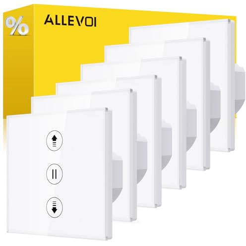6 Stücke Allevoi Wlan Rolladenschalter mit Prozentfunktion, Smart Jalousieschalter, Kompatibel mit Alexa/Google Home/Smart Life, Jalousien Rolladensteuerung Benötigt Nullleiter