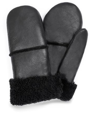 Valcuer 1887 Fäustlinge COZY MITTEN warme Unisex Handschuhe aus hochwertigem Lammfell, Fell, Leder - bequem, warm und hochwertig in Schwarz, in Gr. 8