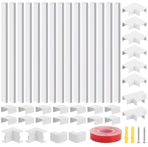 LDXDRU Cable Trunking Kit, 15 Pack 6 Meter Self-Adhesive Wire Hider, Cable Management Kit Cable Concealer Wire Cover for Wall-Mounted TV Cable Tidy - 400mm(L) x 24mm(W) x 15mm(H), White