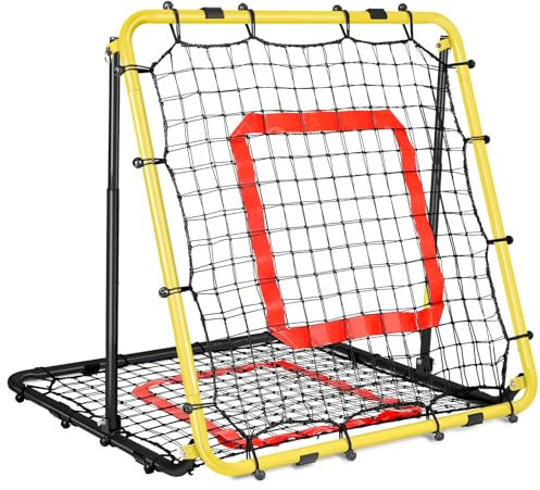 BaseGoal Baseball- und Softball-Rückprallnetz, Baseball-Rebounder, Volleyball-Rebounder, Pitch-Back-Netz, Multi-Sport-Trainings-Rebounder, mit Aufstellziel, leicht verstellbare Winkel