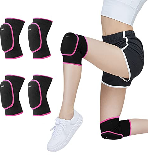 EULANT 2 Pares Rodilleras de Voleibol, Elásticas Rodillera para Danza, Balonmano, Scooter, Gimnasia, Fútbol, Lucha en Línea, Bicicleta de Montaña, Coderas para Niños y Adultos