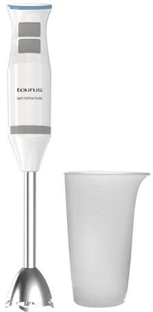 Taurus - Batidora 1200 Pure |1200W |regulador potencia y turbo |diseño ergonómico |varilla y cuchillas de acero inoxidable |campana anti salpicaduras |set completo de accesorios |apto lavavajillas