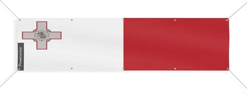 Pixelforma Bandiera di Malta 10 occhielli in diverse dimensioni (XL) 130 x 520 cm