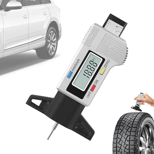 Misuratore di Profondità Del Battistrada, Misuratore di Profondità Del Battistrada, Misuratore Digitale Profondità Del Battistrada con Display LCD, Strumento diMisurazione Del Battistrada