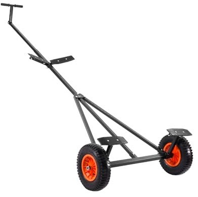 VEVOR Chariot de Remorque de Bateau, Capacité de Charge de Languette 190 kg, Pneus Pneumatiques 40 cm, en Acier au Carbone, Support Antidérapant, pour Déplacer Kayak, Bateau à Moteur et de Pêche