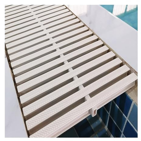 Schwimmbad-Überlaufgitter, ABS-Kunststoff, Dachrinnenschutzfilter für Einfahrten, Terrassen, Decks, UV-beständige Abflussabdeckung für Duschabflussrost, 25 x 100 x 2,5 cm, Gitterrost im Lieferumfang