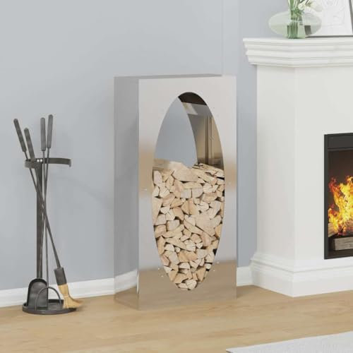 Homgoday Étagère à bois de chauffage 50 x 23 x 100 cm en acier inoxydable, porte-bûches d'intérieur, porte-bois de chauffage, porte bois pour cheminée, bois d'intérieur, empilable poêle en bois