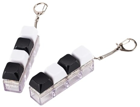 GWAWG 2 Pièces Porte-clés Fidget Toys, Porte-clés Fidget Jouet Clavier pour Adultes, Anti-Stress Clicker Clavier Clic Linéaire (White Black)