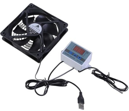 ohodhmnu Ventiladores de refrigeración USB de 120 mm con control de temperatura ajustable para armarios y sistemas de cine en casa