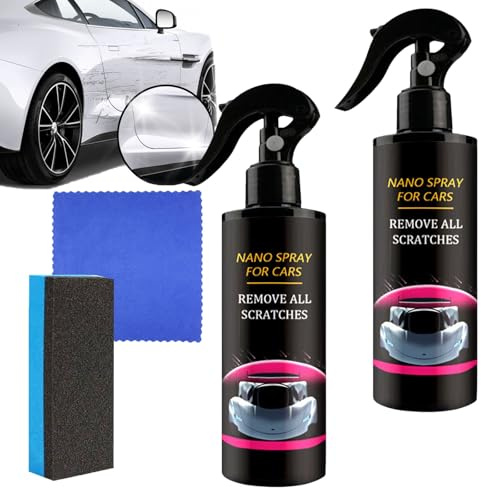 Fluxfade Nano-Autospray, Nano-Autokratzer-Entferner-Spray, 3-in-1-Keramikbeschichtung & Politur für tiefe Kratzer, Lackreinigung, Schnellreparatur-Wachs-Set, Hitzeschutz & Vogelkot-Reiniger (2PCS)