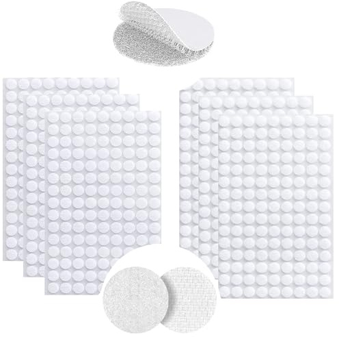 iwontalersy 405 Paar Klettpunkte Selbstklebend,10mm Selbstklebende Klettpunkte Rund,für Papier,Metall,Kunststoff,Glas,Leder (Weiß)