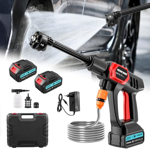 Litglobe Hidrolimpiadora de Alta Presión, 80 Bar/1160 PSI, Pistola de Agua a Presión con Boquilla 6 en 1, Manguera 5M, Batería 6000 mAh, Portátil para Coches y Jardín
